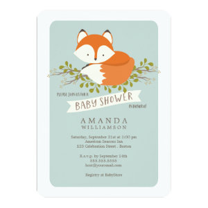 Sweet Woodland Fox Baby Shower Invitation