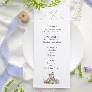 Sweet Woodland Fox Baby Shower Menu Card