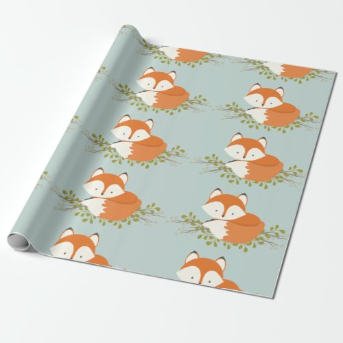 Sweet Woodland Fox Baby Wrapping Paper