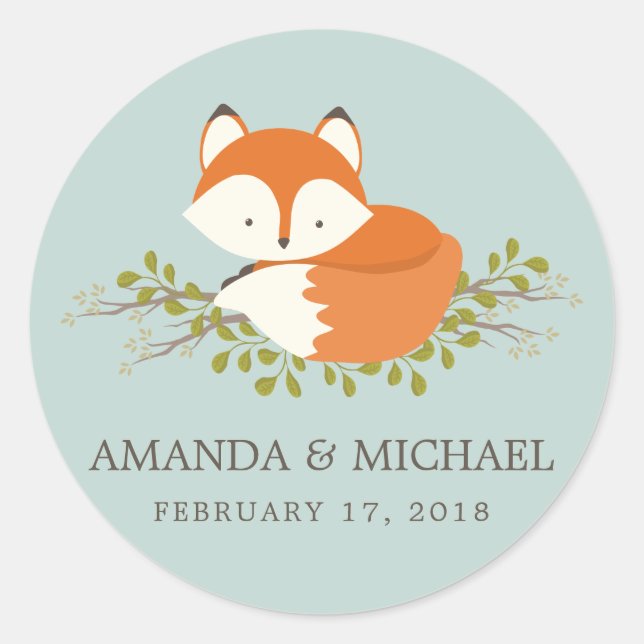 Sweet Woodland Fox Event Favor Seal (Front)