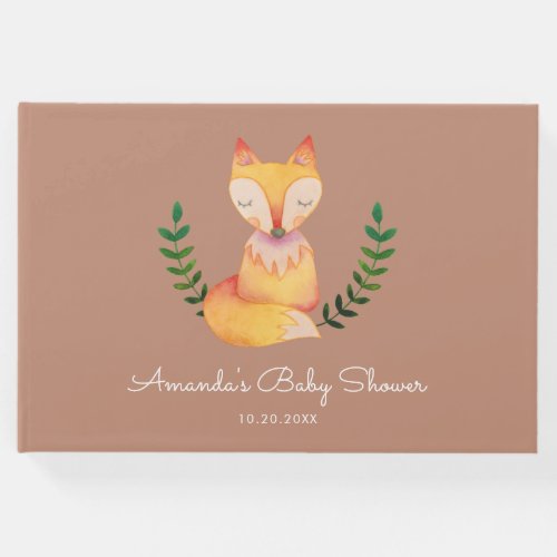 Sweet Woodland Fox Gender Neutral Baby Shower Guest Book