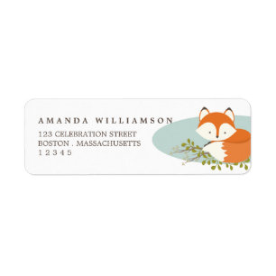 Sweet Woodland Fox Nature Address Label