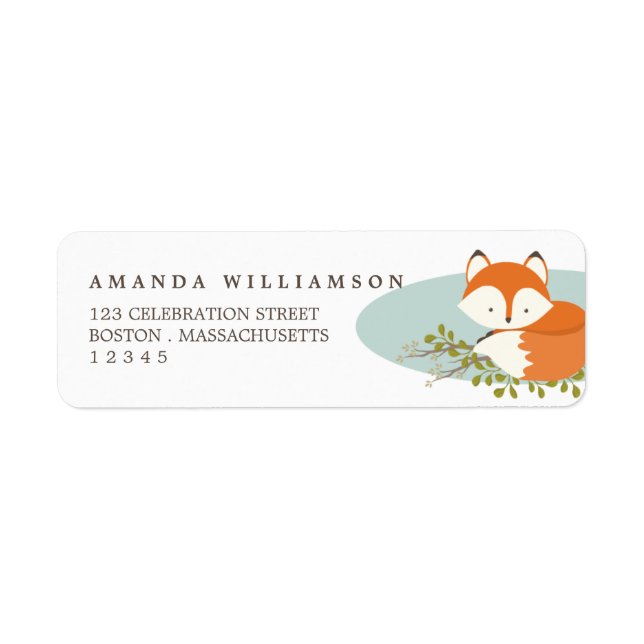 Sweet Woodland Fox Nature Address Label (Front)
