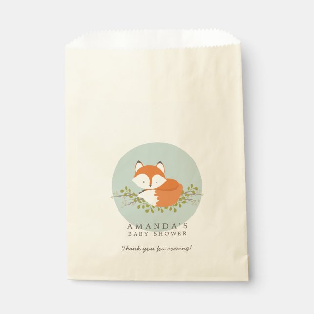Sweet Woodland Fox Nature Baby Shower Favor Bag (Front)