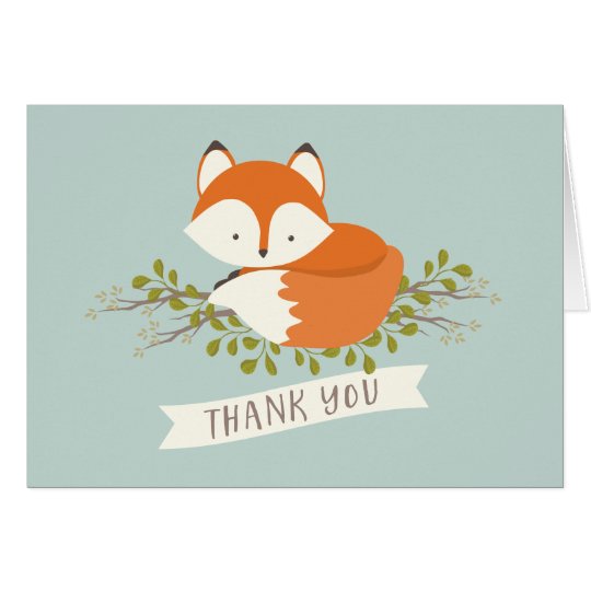 Sweet Woodland Fox Thank You Card 