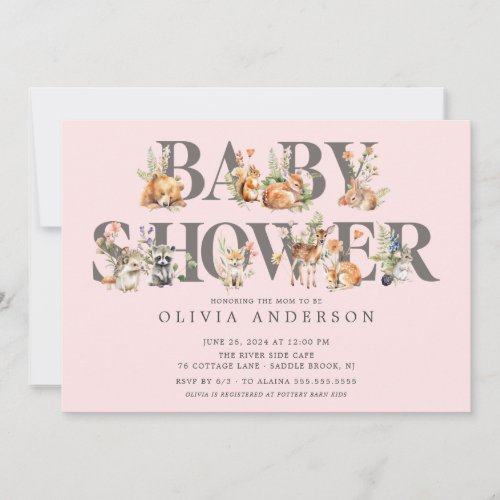 Sweet Woodland Friends Baby Shower Invitation