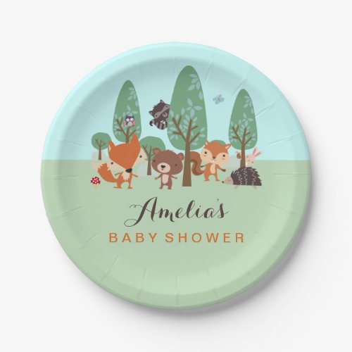 Sweet Woodland Friends Baby Shower Paper Plates