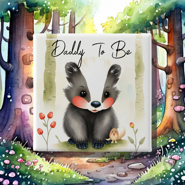 Sweet Woodland Skunk Daddy To Be Baby Shower Button (Creator Uploaded)