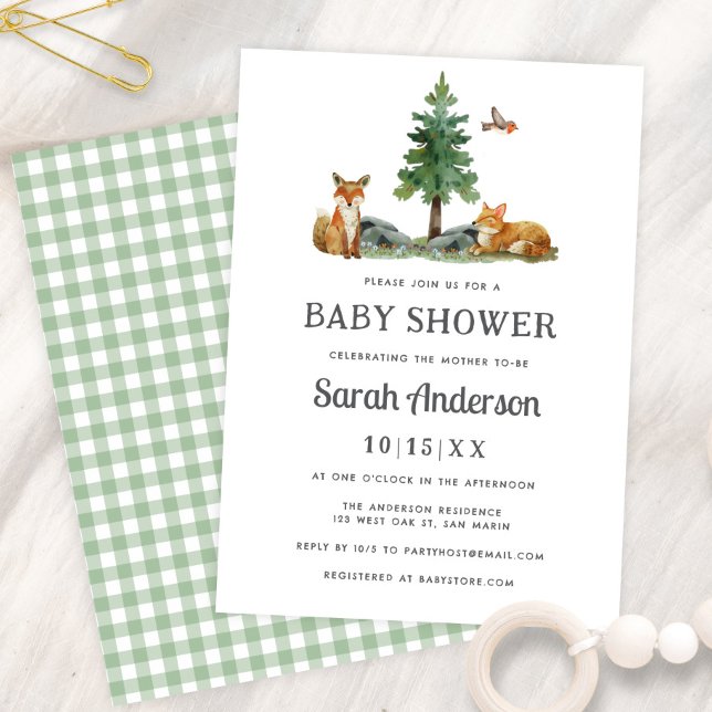 Sweet Woodland Watercolor Neutral Baby Shower Invitation (Creator Uploaded)