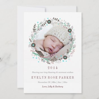 Sweet Wreath Birth Announcement by PaperLoveDesigns at Zazzle