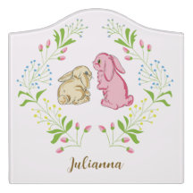 Sweet Wreath Bunny Door Sign Name Plate