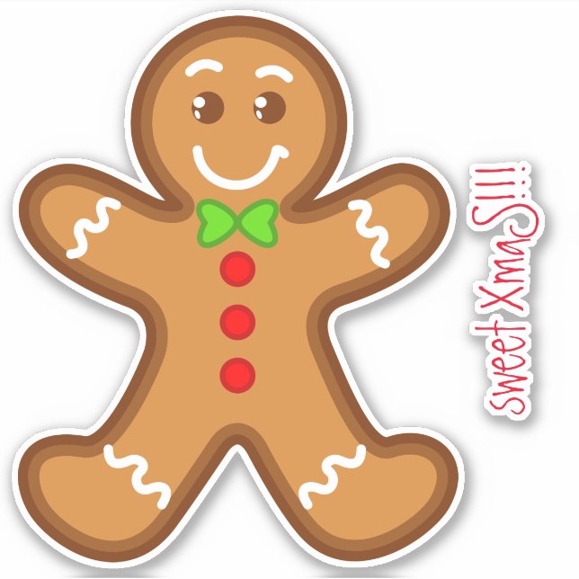sweet XmaS gingerbread man Custom Text Sticker (Front)