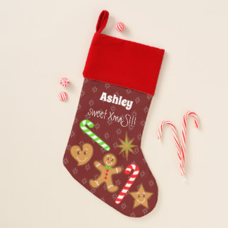 sweet XmaS Gingerbread Pals-Candy Cane Custom Text Christmas Stocking
