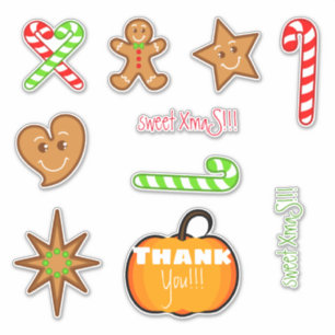 sweet XmaS gingerbread pals-Candy Cane Custom Text Sticker