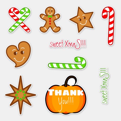 sweet XmaS gingerbread pals_Candy Cane Custom Text Sticker