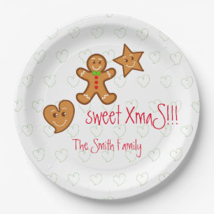 sweet XmaS gingerbread pals Custom Text on White Paper Plates