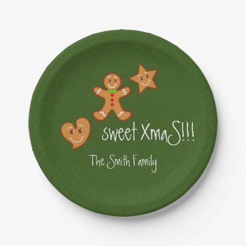 sweet XmaS gingerbread pals Custom Text Paper Plates