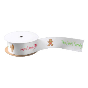 sweet XmaS pals Custom Text on White 1 Satin Ribbon