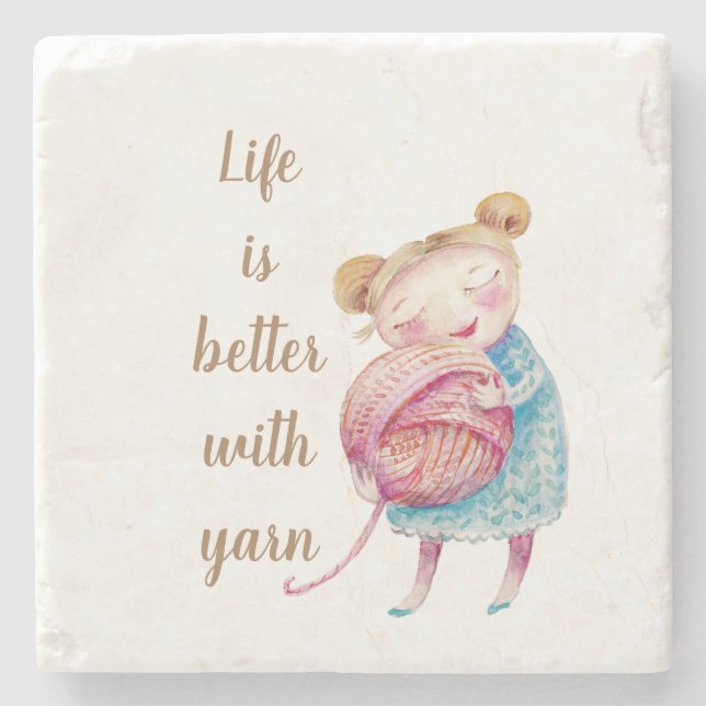 Sweet Yarn Lover Acrylic   Stone Coaster (Front)