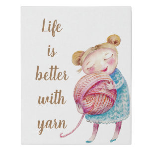 Sweet Yarn Lover Faux Canvas Print