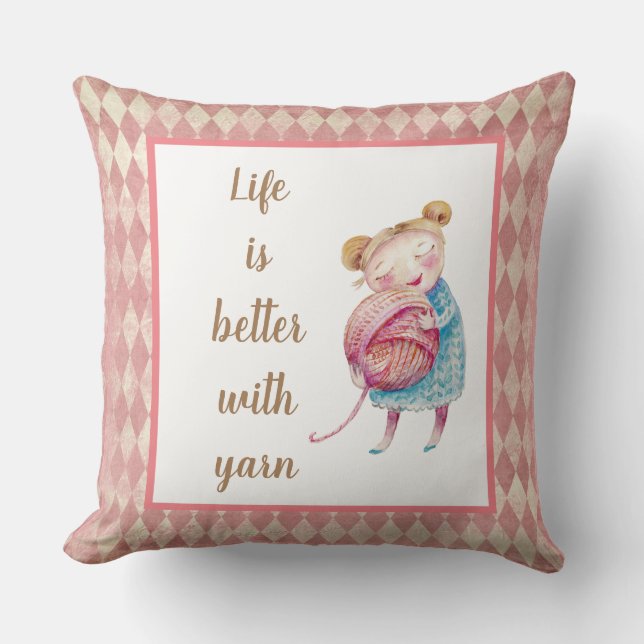 Sweet Yarn Lover   Throw Pillow (Front)