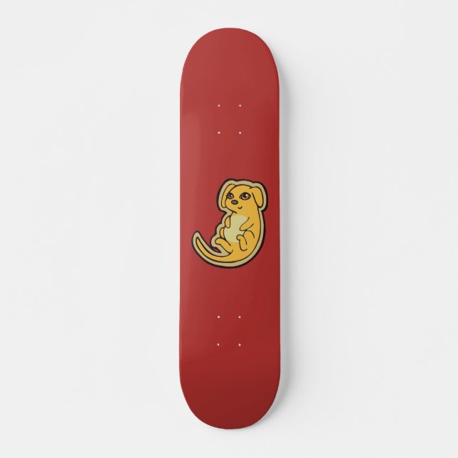 Sweet Yellow And Red Puppy Dog Drawing Design Skateboard Deck (Front)