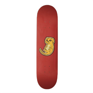 Sweet Yellow And Red Puppy Dog Drawing Design Skateboard Deck
