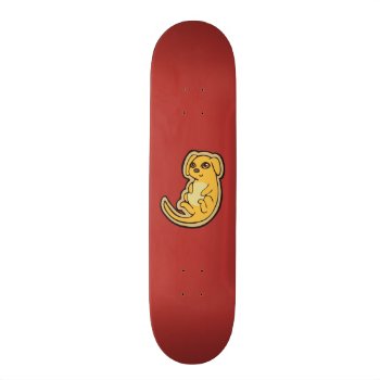 Sweet Yellow And Red Puppy Dog Drawing Design Skateboard Deck by AliciaMarieArt at Zazzle
