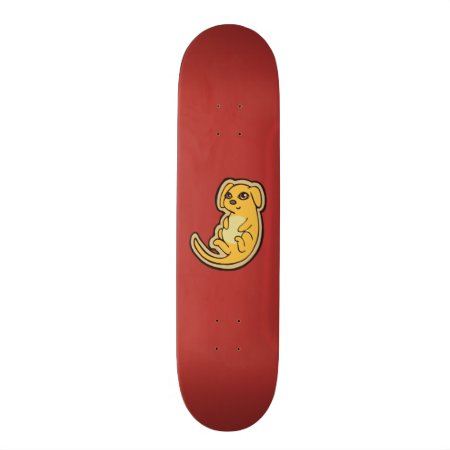 Sweet Yellow And Red Puppy Dog Drawing Design Skateboard Deck