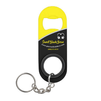 Sweet yellow Bean Promotional Business Keychain Bottle Opener