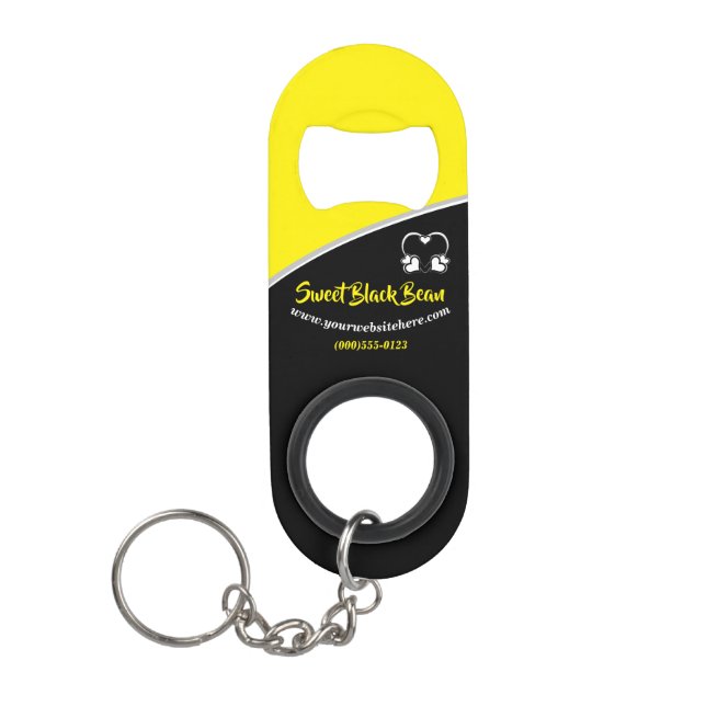 Sweet yellow Bean Promotional Business Keychain Bottle Opener (Front)