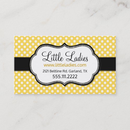 Sweet Yellow  Black Polka Dot Business Card
