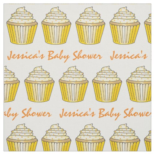 Sweet Yellow Cupcake Baby Bridal Shower Dessert Fabric