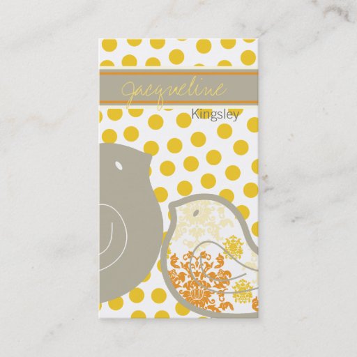Customizable Sweet Yellow Damask Chicks Custom Profile Card Business Card Templates