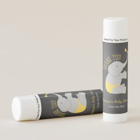 Sweet Yellow Gray Elephant Baby Shower Favors Lip Balm Zazzle Com
