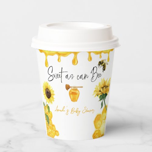 Sweet Yellow Honey Comb Sunflower Bee Baby Shower Paper Cups