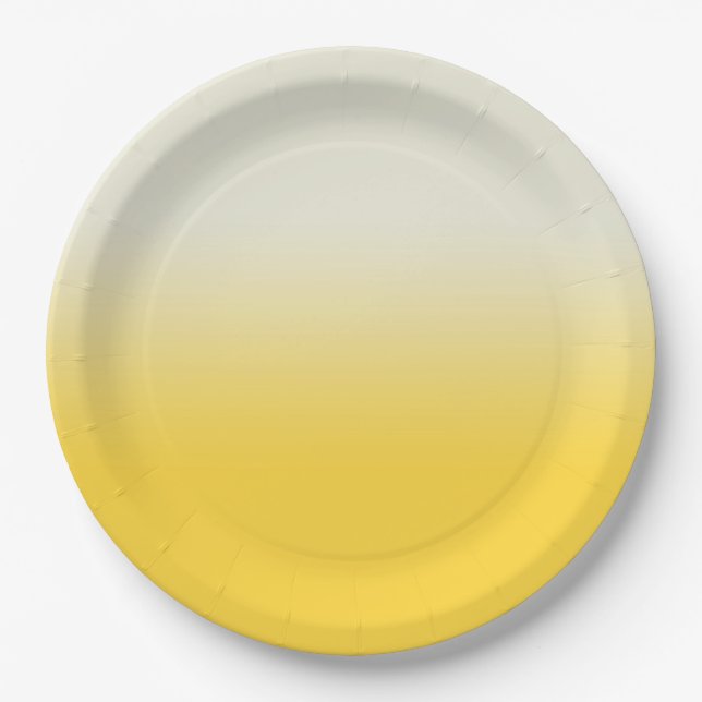 Sweet Yellow & Ivory Gradient Ombre  Paper Plates (Front)