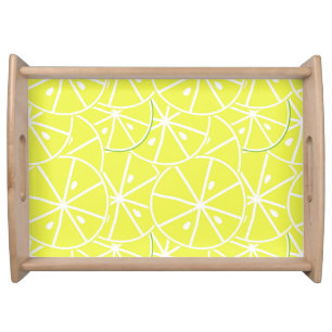 Sweet yellow lemons pattern table lamp serving tray