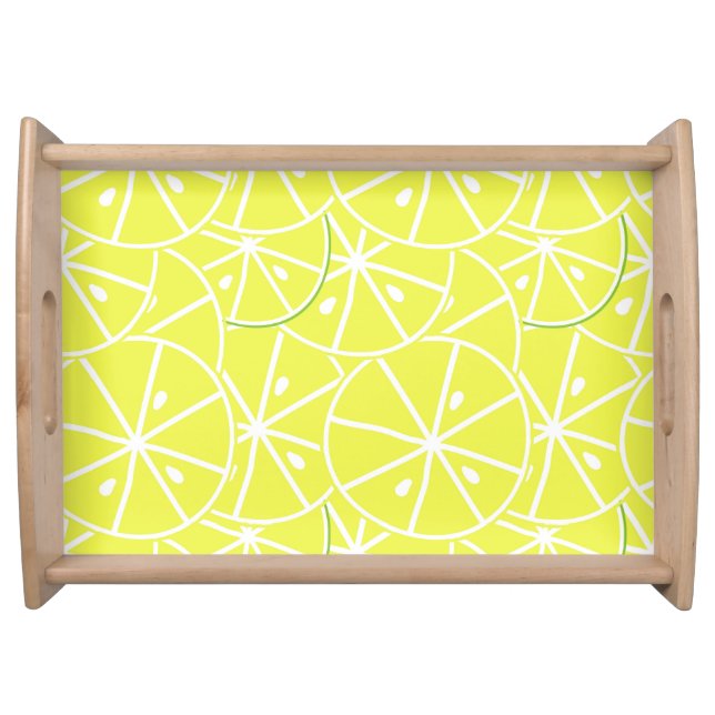 Sweet yellow lemons pattern table lamp serving tray (Front)