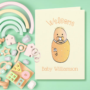 Sweet Yellow Newborn Cartoon Cute Baby Shower Card