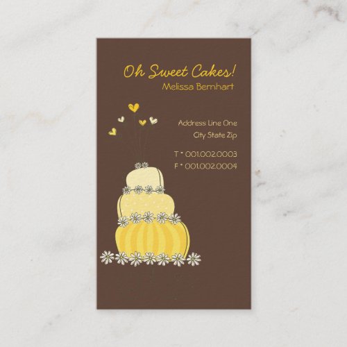 Sweet Yellow Wedding Cake Custom Profile Card / Business Card Templates