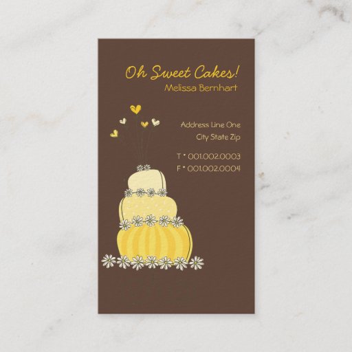 Customizable Sweet Yellow Wedding Cake Custom Profile Card / Business Card Templates