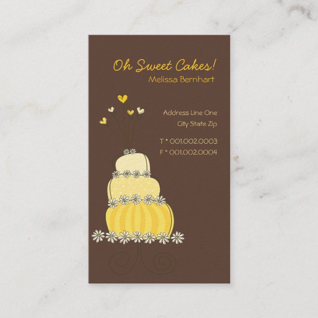 Sweet Yellow Wedding Cake Custom Profile Card / (Front)
