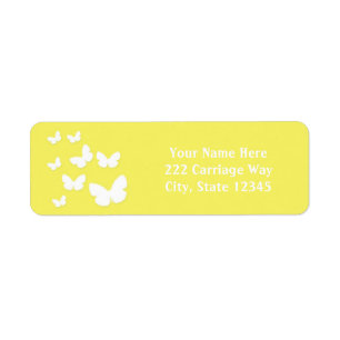 Sweet Yellow & White Butterflies Address Labels