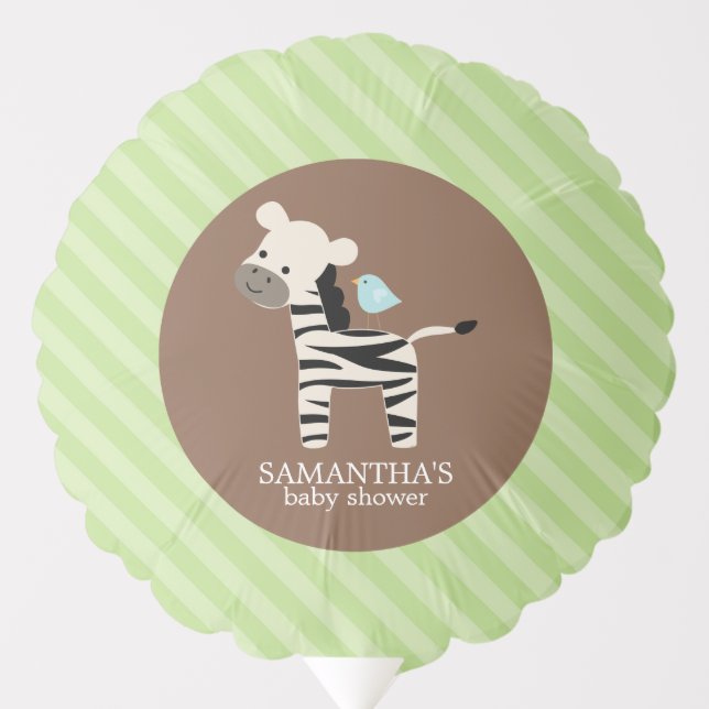 Sweet Zebra Jungle Themed Custom Baby Shower Balloon (Front)