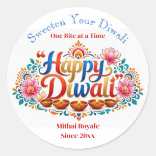 Sweeten Your Diwali Rangoli Motif Small Biz Colors Classic Round Sticker