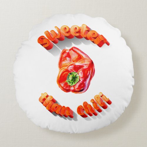 Sweeter than chili red bell pepper round pillow