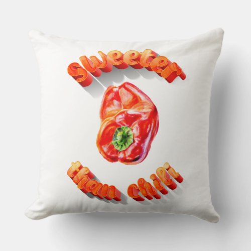 Sweeter than chili red bell pepper throw pillow