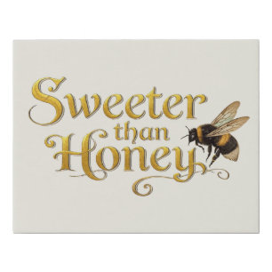 Sweeter Than Honey Golden Vintage Bee Lover Art Faux Canvas Print