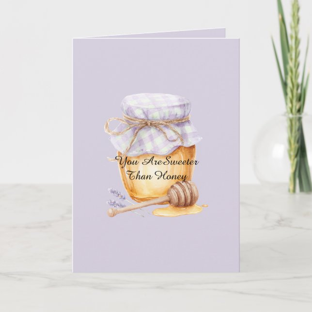 Sweeter Than Honey Lavender Jar Love Card (Front)